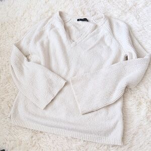 INC International Concepts Cream V-Neck Sweater